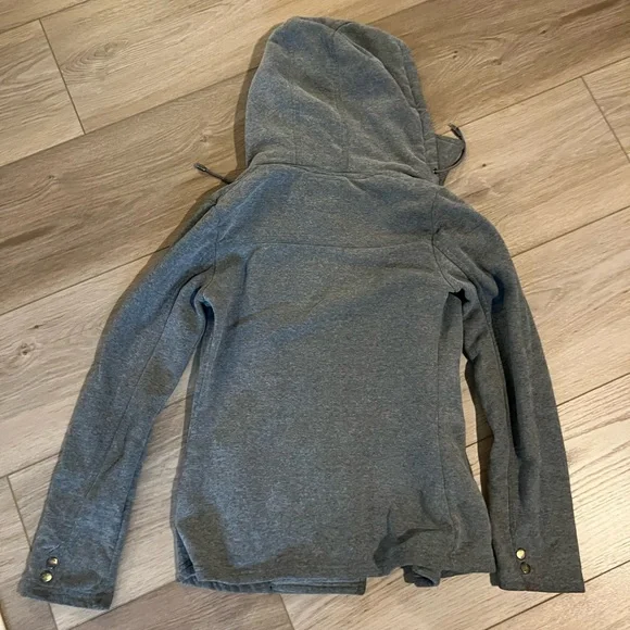 gray hooded button up jacket - Picture 2 of 3